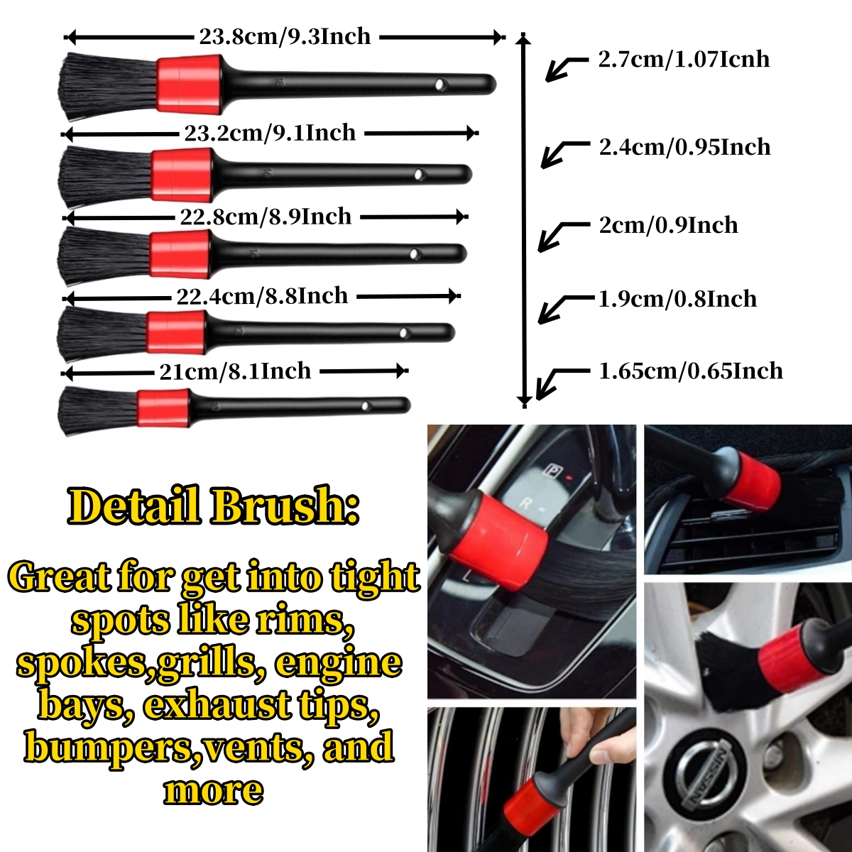 Auto Tire Wheel Detailing Brus - Interior Detailing Kit บทวิจารณ์และราคา